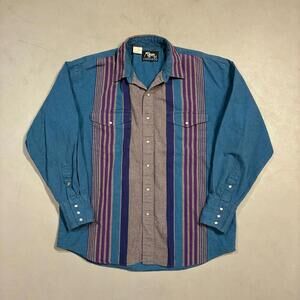 Vintage Roper Rodeo Blue Western Pearl Snap Shirt